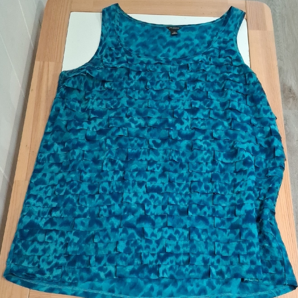 Ann Taylor Teal Patterned Tank Top